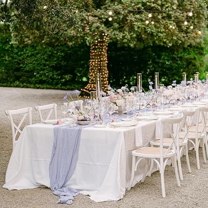 12Pack Lavender Table Runner 10FT Cheesecloth Table Runner 35x120inch Cheese Cloth Table Runners Rustic Boho Gauze Table Runners for Party Wedding Birthday Dining Bridal Shower Baby Shower Decor