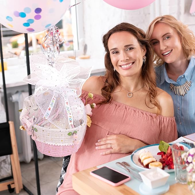 Baby Girl Gifts Basket,Baby Shower Gifts for Girls,New Born Baby Girls Gift,Baby Girl Gift Basket,Gender Reveal Gifts,Unique Baby Gift Essential Stuff,Rattle Swaddle Blanket Baby Girl Gifts