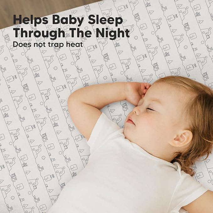2-Pack Mini Crib Sheets Fitted - 38x26 Pack N Play Sheets for Pack and Play Mattress, Organic Cotton, Soft & Breathable Playard Bedding, Neutral Mini Toddler Bed Cover for Boys, Girls (KeaPixel)