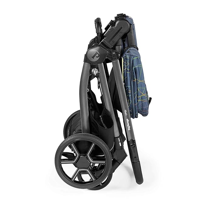 Peg Perego Ypsi – Compact Single to Double Stroller – Compatible with All Primo Viaggio 4-35 Infant Car Seats & Ypsi Bassinets - Made in Italy - New Life (Blue) Innovative Eco-Sustainable Fabric