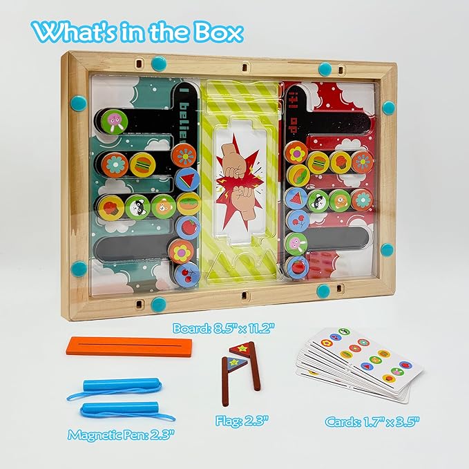 Kids Montessori Toys: 3 4 5 6 7 Year Old Wooden Magnetic Puzzle Battle Game for Boys Girls Preschool Educational Learning Activities Toy Autistic Sensory Fine Motor Busy Board Game for Toddlers