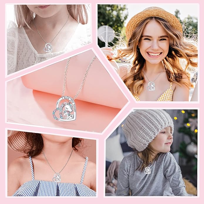 M&Ostyle I Love You Forever Jewelry Set for Girls Necklace and bracelet Crystal Heart Pendant Necklaces Gifts For Girls Daughter Granddaughter Niece Birthday Christmas