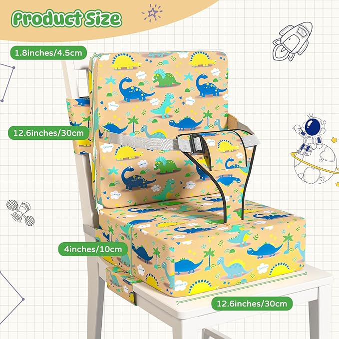 Booster Seat for Dining Table, Toddler Booster Seat for Dining Table with Safety Buckles, Anti-Scratch Easy Cleaning Kids Toddler Booster Seat for Table