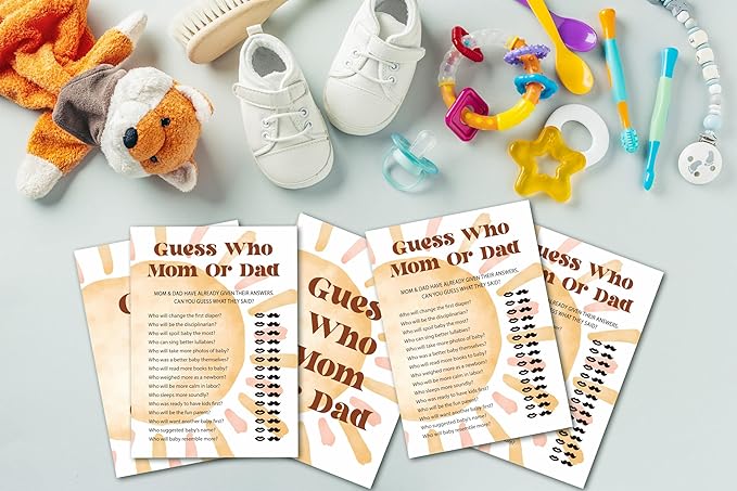 Baby Shower Games for Boy, Boho Sun Find Who Mom or Dad Baby Shower Game, Sunshine Here Comes The Son Gender Reveal Games, Set of 25 Cards(Bohosun004)