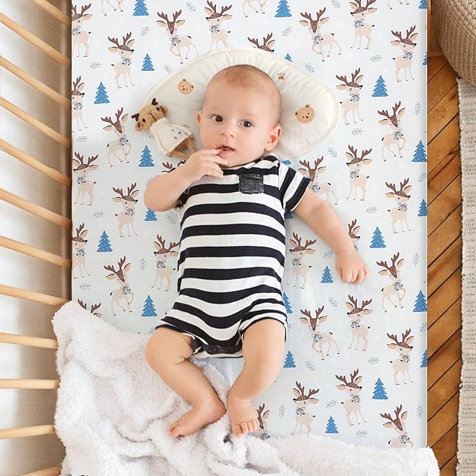 Pack n Play Flat Sheet 2 Piece Mini Crib Sheet Elastic Playard Sheet Set Portable Sheet Set Elastic Convertible Playmat Compatible Graco Pack n Play (Owl and Tree Bag) (Lulu Paradise)