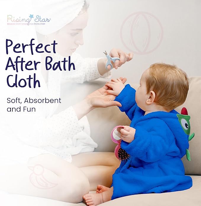Rising Star Baby Toddler Robe Or Kids Robe for Girls and Boys - Kids & Baby Bath Robe Spa Set with Washcloth or Slippers