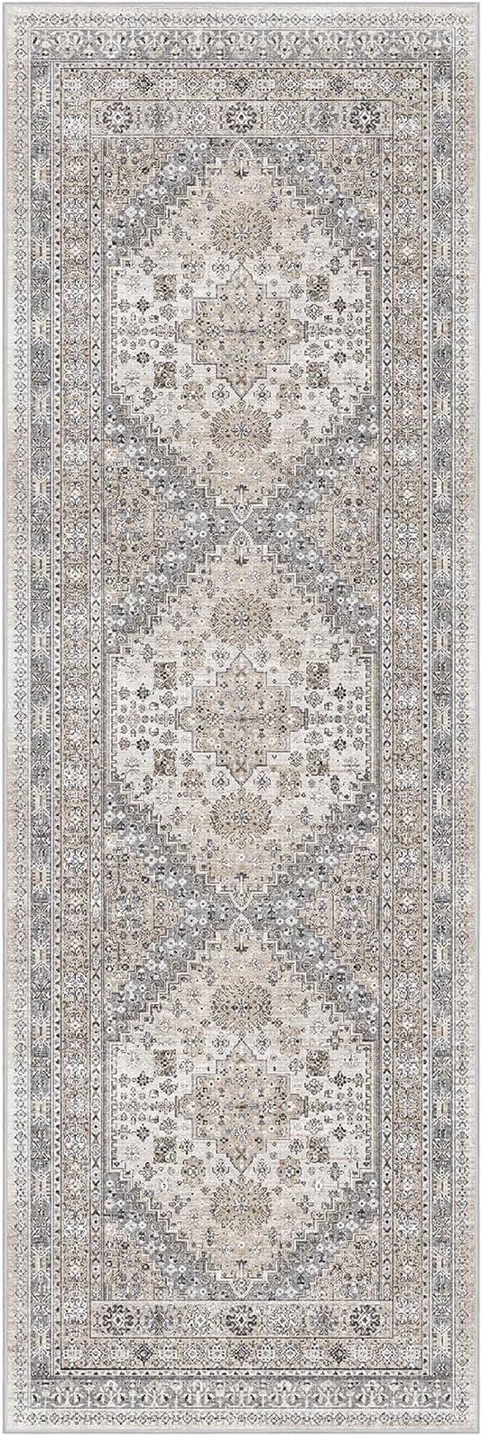 zesthome Washable Runner Rug 2.5x8 - Stain Resistant Entryway Rug,Ultra-Thin Kitchen Rugs, Anti Slip Backing Runner Rugs for Entrance Laundry Room Indoor Hallway (Beige,2.5'x8')