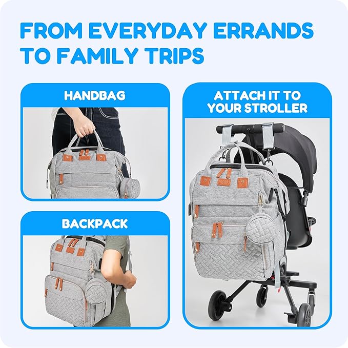 Orian Diaper Bag Backpack, Diaper Bag with Baby Changing Station, Large Travel Diaper Bag, Mosquito Net, USB Charging Port, Waterproof Unisex Baby Bag - 3 bonus gifts