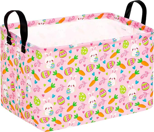 Easter Gift Eggs Storage Basket Kids Toys Storage Basket Organizer Box Clothes Laundry Hamper Bunny Nursery Basket with Handles