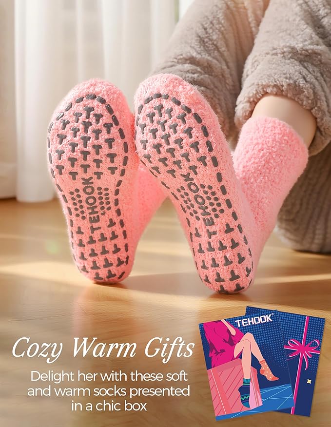 TEHOOK Warm & Cozy Gifts for Women, Fluffy Fuzzy Sock, Plush Sleeping Slipper Socks - Soft Warm Fabric