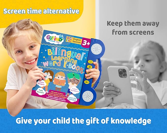 Gufino Spanish Learning for Kids: ABC Learning for Toddlers, Busy Book, Speech Therapy, Alphabet Sound Book, Preschool Learning Activities, Letter Tracing, English & Spanish, Learn Spanish for Kids