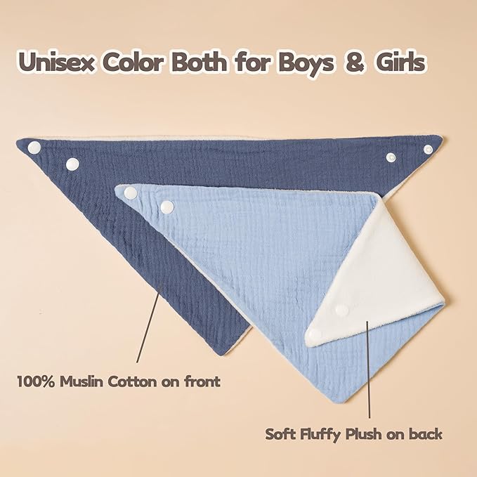 Susurration Muslin Baby Drool Bibs 6Pack Soft Triangular Adjustable Baby Bandana Bibs for Unisex Baby Girls & Boys