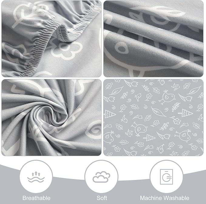 Pack n Play Flat Sheet 2 Piece Mini Crib Sheet Elastic Playard Sheet Set Portable Sheet Set Elastic Convertible Playmat Compatible Graco Pack n Play (Owl and Tree Bag) (Bear and Bird)