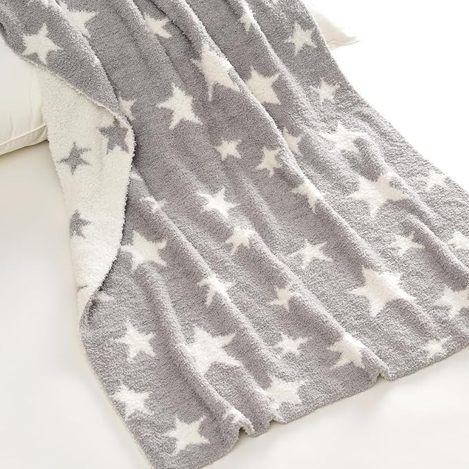 Soft Plush Baby Blanket for Boys Girls with Little Star Printed, Fleece Fuzzy Toddler Nursery Blanket Lightweight Warm Cozy Throw Blanket for Baby Crib, Bed, Rabbit, Light Gray, 30"x40"