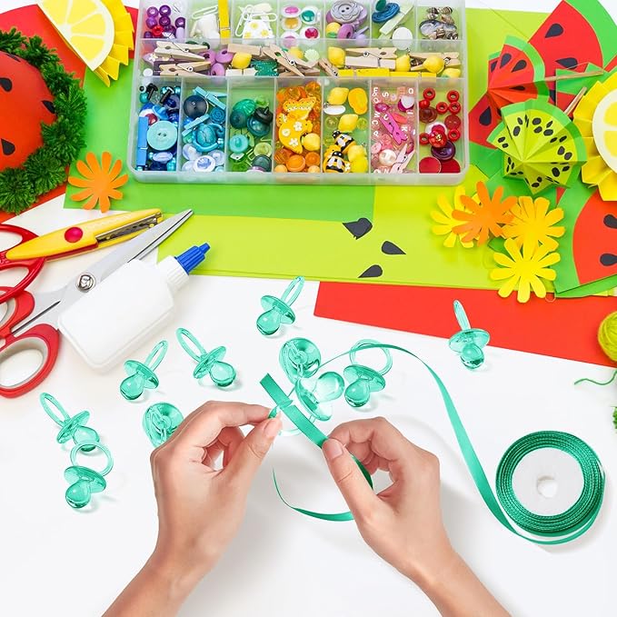 Jetec 48 Pieces 2.5 Inch Acrylic Baby Pacifiers Gender Reveal Party Decorations for DIY Baby Shower Birthday Party Favors(Green)