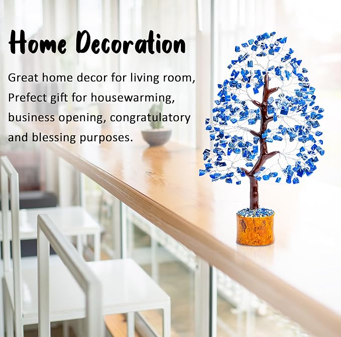 Lapis Lazuli Crystal Tree of Life Healing Crystals Spiritual Blue Shelf Decorations & Crystal Decor Feng Shui Table Decor Gifts for Men Dad & Boyfriend or Perfect Housewarming Home Accents Gift