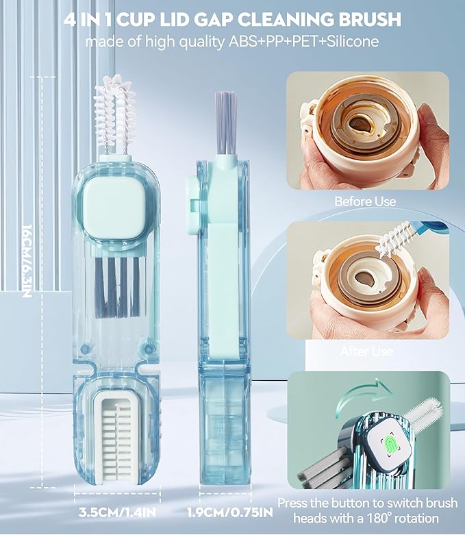 4 in 1 Cup Lid Gap Cleaning Brush, Multifunctional Insulation Bottle Cleaning Tools, Mutipurpose Tiny Silicone Cup Holder Cleaner, Home Kitchen Cleaning Tools
