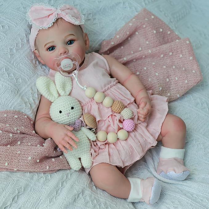 Realistic Reborn Dolls Girl - 18 Inch Lifelike Newborn Eyes Open Doll Real Life with Soft Weighted Body, Advanced Painted Gift Set for Kids Age 3+…