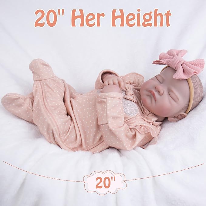 Milidool Reborn Baby Dolls Realistic - Lifelike 20 Inch Newborn Baby Doll Girls with Poseable Limbs, Nice Gift for Kids 3+