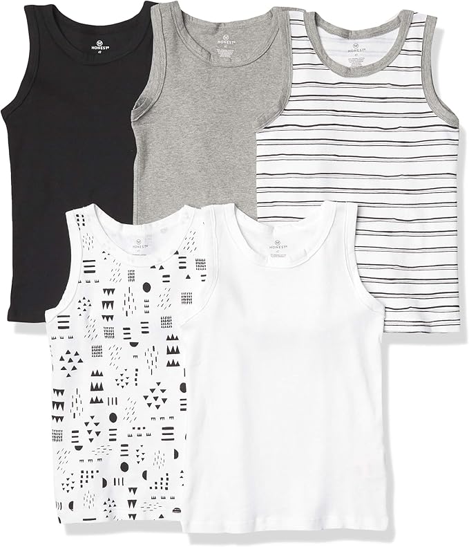 HonestBaby Sleeveless Muscle T-Shirts 100% Organic Cotton for Infant Baby and Toddler Boys, Girls
