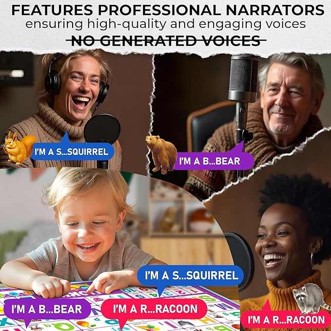 QUOKKA Alphabet Poster Educational Toy for 3-4 Year Old – ABC Learning Wall Chart for Toddlers – Interactive Speech Therapy Game for Kids 5-6-7 yo – Talking for Girl & Boy