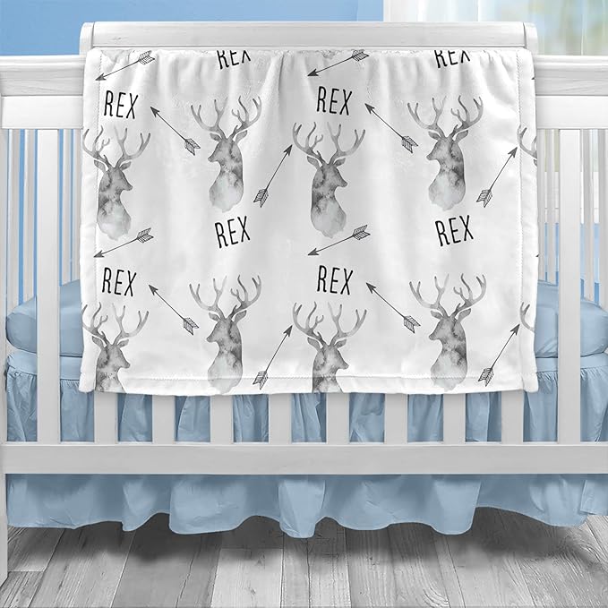 Personalized Deer Kids Blankets for Boys with Name - Kids Boy Throw Blankets Newborn Soft - Custom Throw Blankets for Boys - Deer Baby Blanket