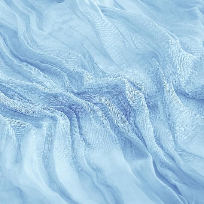 12Pack Baby Blue Cheesecloth Table Runner 35x120Inch Cheese Cloth Table Runners 10FT Boho Gauze Rustic Sheer Table Runner for Party Wedding Bridal Shower Baby Shower Decorations Boy Party Decor