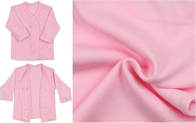 ToBeInStyle Babies' 4 Pack Relaxed Fit Short or Long Sleeve Button Up Kimono Tee Swaddle Shirt