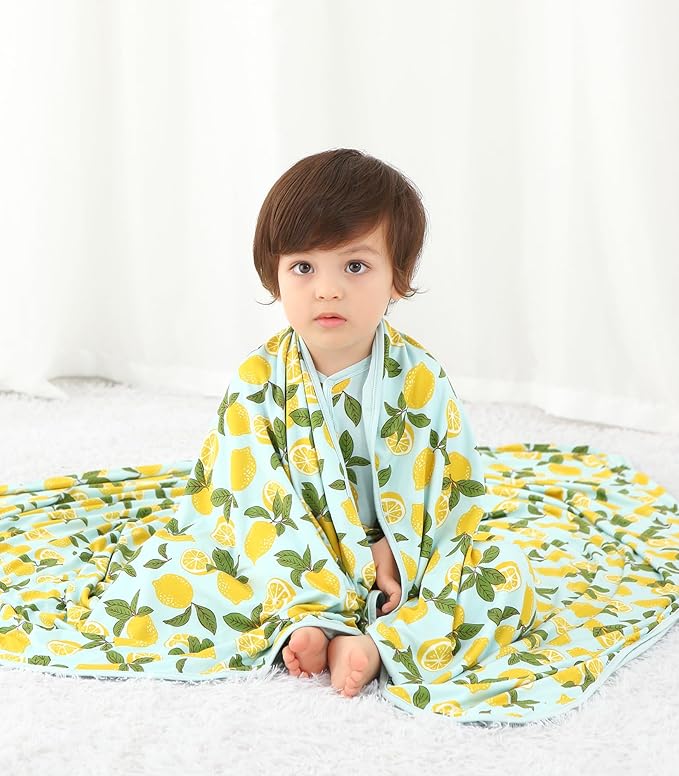 Premium Baby Blanket, Stretchy Quilt for Kid, Soft Crib Bedding for Newborn Baby and Toddler, Nursery Blanket for Boys and Girls, Viscose Made from Bamboo, 50'' x 50'' Lemons