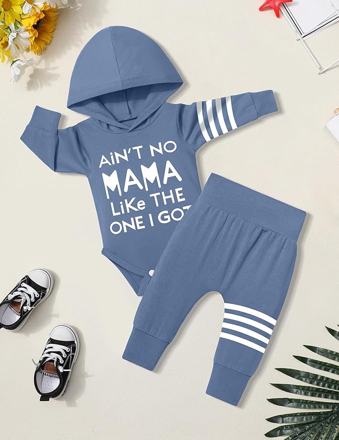Fommy Newborn Baby Boy Clothes Plaid Letter Print Long Sleeve Hoodies + Long Pants 2PCS Fall Winter Outfits Set