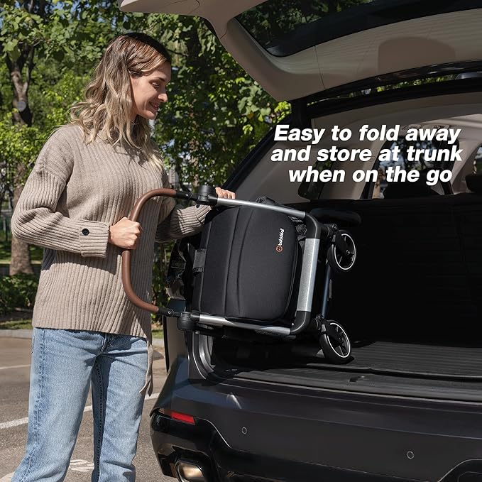 Lightweight Travel Stroller for Baby, Self-Folding Toddler Stroller with Large Canopy, Full-Reclining Seat, Cup Holder Included - Newborn to 50lbs.