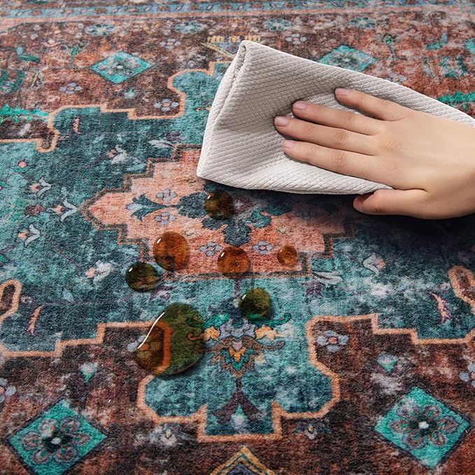 Ciicool Washable Vintage Runner 2' x 10' ft Hallway Rug Carpet, Boho Low Pile Long Non Slip Soft Kitchen Carpet Indoor Oriental Throw Rug