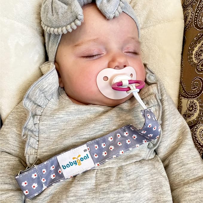 Babygoal Floral Pacifier Clips, 6 Pack Binky Paci Holder Clips and Leash for Boys and Girls Fits for Most Pacifier, Binkie Styles & Baby Teethers & Toys and Gift 6PS21