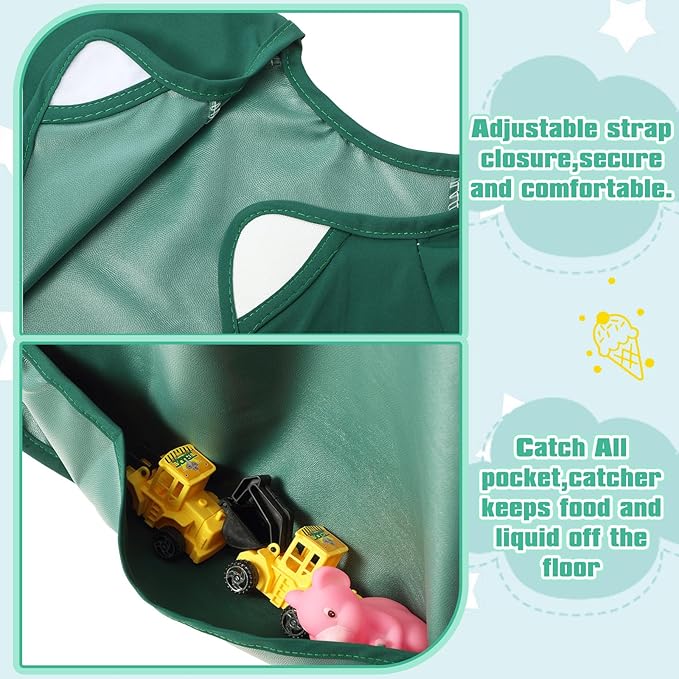 Jeyiour 6 Pack Long Sleeve Baby Bibs Mess Proof Bib Washable Feeding Bib Waterproof Smock Bib for Infant Toddler 6-24 Months