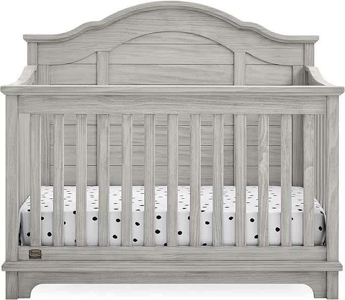 Delta Children Simmons Kids Asher 6-in-1 Convertible Crib with Toddler Rail, Rustic Mist