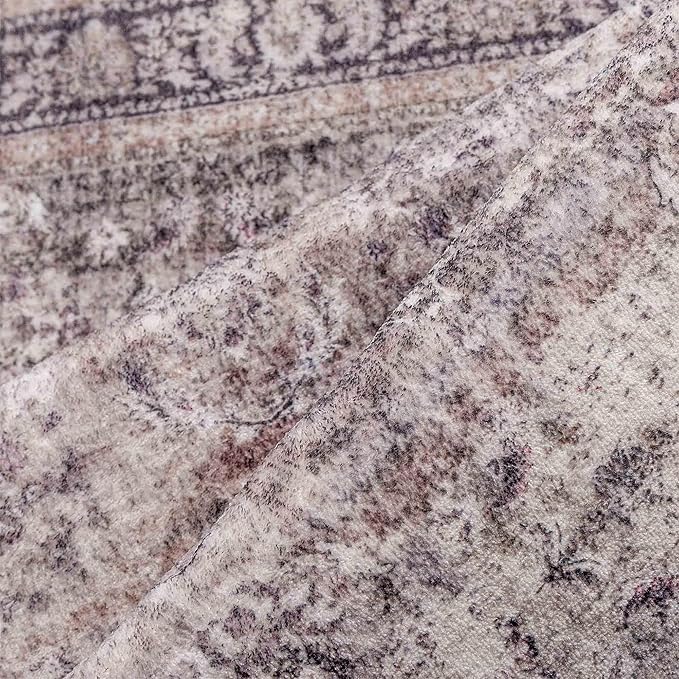 8x10 Purple Area Rug for Living Room Washable Vintage Distressed Carpet Large Bedroom Low Pile Non Slip Indoor Soft Retro Throw Accent Rug Office Kitchen Bathroom Dining Room