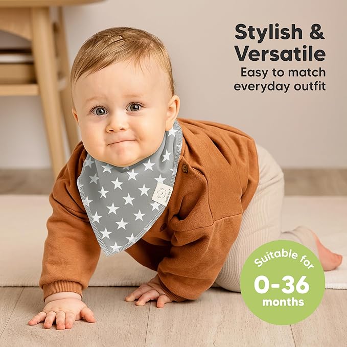 8-Pack Organic Baby Bandana Bibs for Boys, Girls - Super Absorbent Triangle Baby Bibs for Drooling and Teething Infant, 100% Cotton Extra Soft for Newborn, Infant 0-36 Months (Crossroads)