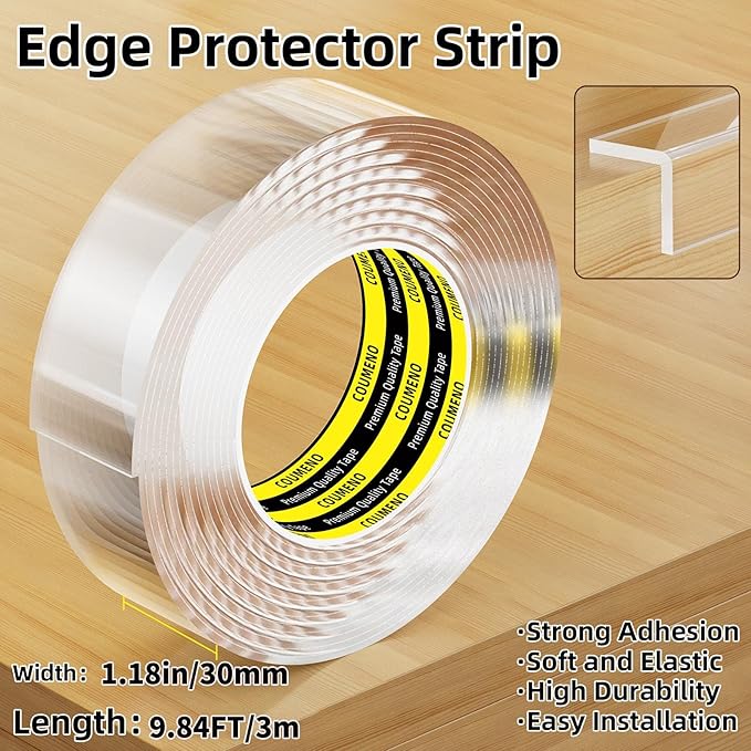 Baby Clear Edge Protector, 1.18inX9.84FT, Child Protection Desk Corner Anti-Bump Home Wrap Invisible, Anti-Sharp Edge Protect