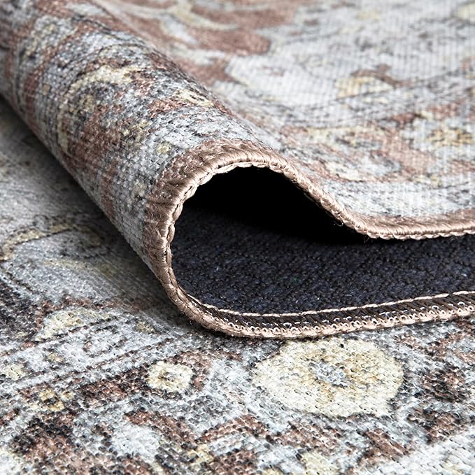 Bloom Rugs Washable Non-Slip 7 ft Runner - Blush/Beige Traditional Medallion Runner for Entryway, Hallway, Bathroom, and Kitchen - Exact Size: 2.5' x 7'