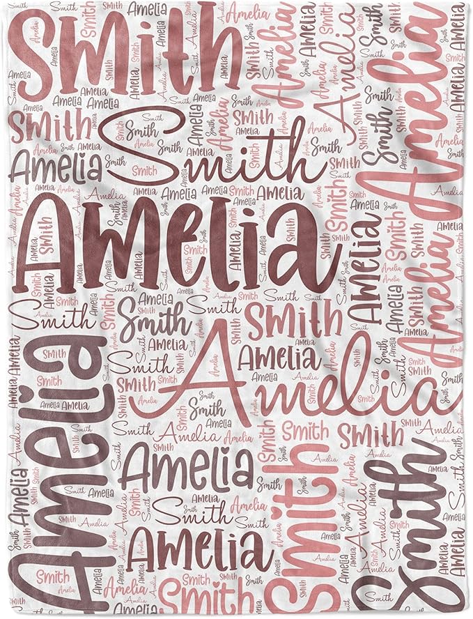 Arteaga Personalized Baby Blanket for Girls, Customized Word Art Name for Newborn, New Mom, Super Soft Plush Fleece, 30''x40'', King