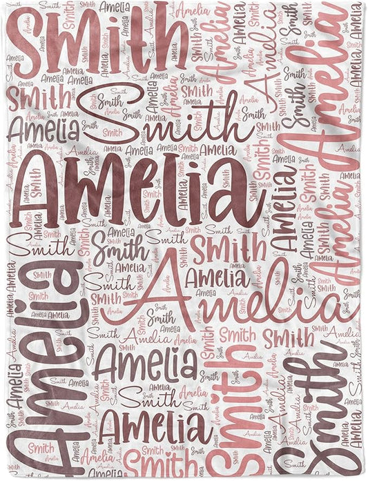 Arteaga Personalized Baby Blanket for Girls, Customized Word Art Name for Newborn, New Mom, Super Soft Plush Fleece, 30''x40'', King