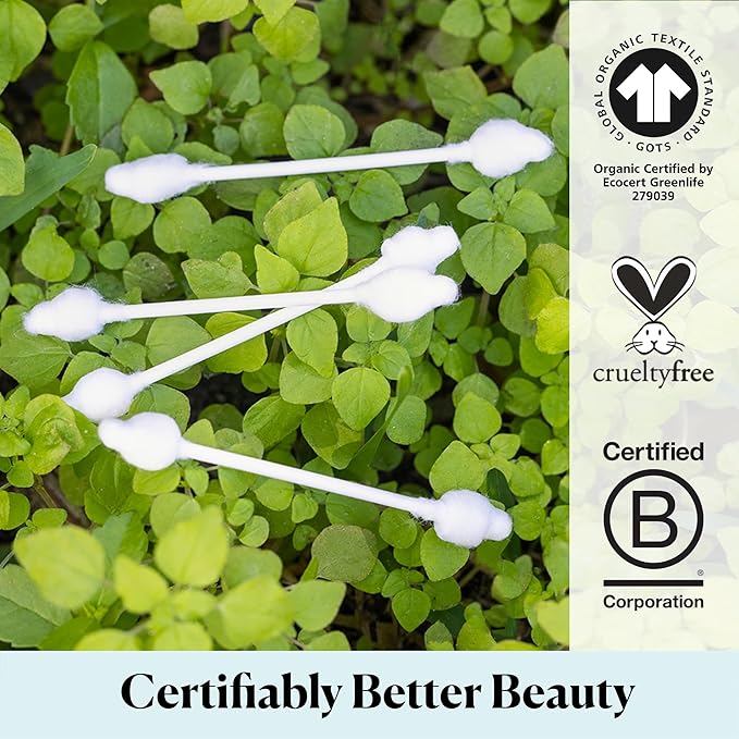 Sky Organics Organic Baby Cotton Swabs for Baby, 100% Pure Organic Cotton, GOTS Certified Organic Cotton, 60 Count