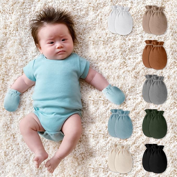 Cuffbow 16 Pairs Baby Mittens for Newborn Baby Boys Girls Infant Toddler Mittens No Scratch Gloves for Babies 0-6 Months