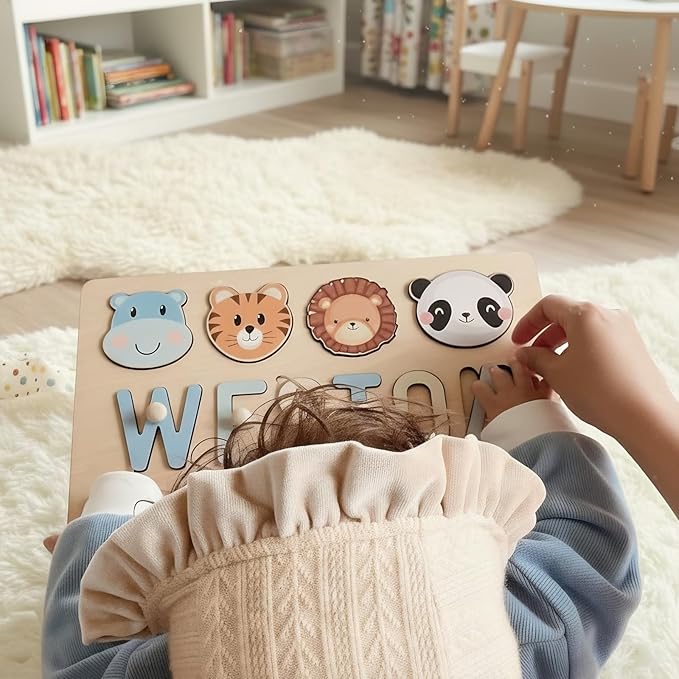 Personalized Name Puzzle for Kids, Custom Baby Toys Gift, Personalized Name Puzzles for Toddlers 1-3, 1st Birthday Gifts for Girl and Boy