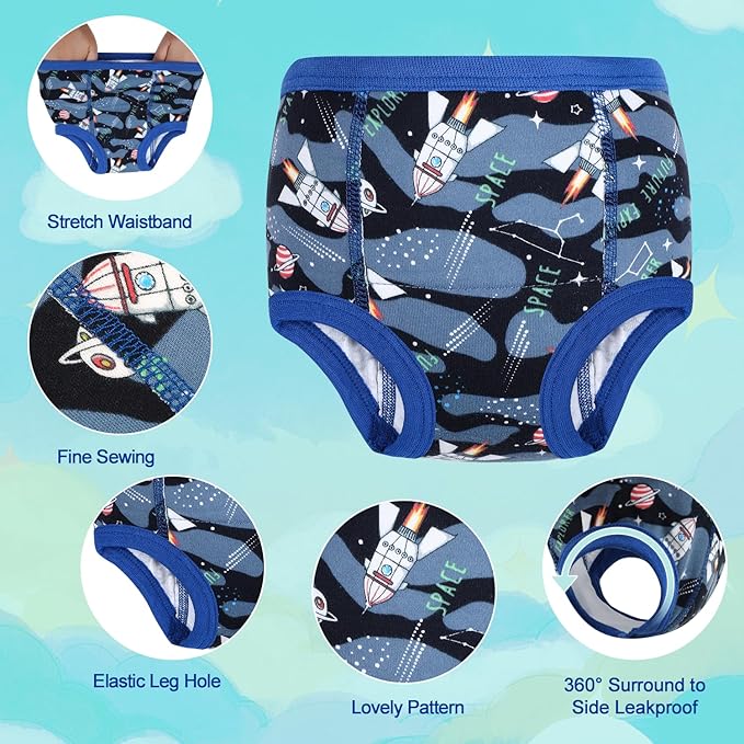MOEMOE BABY Training Underwear 10 Packs Absorbent Potty Training Pants for Boys and Girls Cotton Pee Pants 2-9T