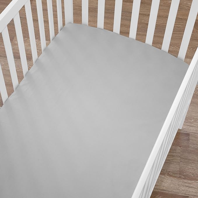 American Baby Company 3 Pack 100% Natural Cotton Fitted Crib Sheets 52" x 28" - Soft, Breathable, Hypoallergenic & Gentle Toddler Bed Sheets, Grey, Neutral for Boys & Girls