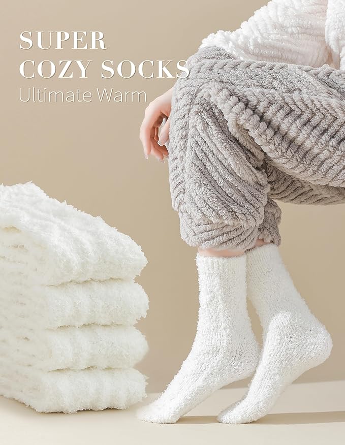 TEHOOK Warm & Cozy Gifts for Women, Fluffy Fuzzy Sock, Plush Sleeping Slipper Socks - Soft Warm Fabric