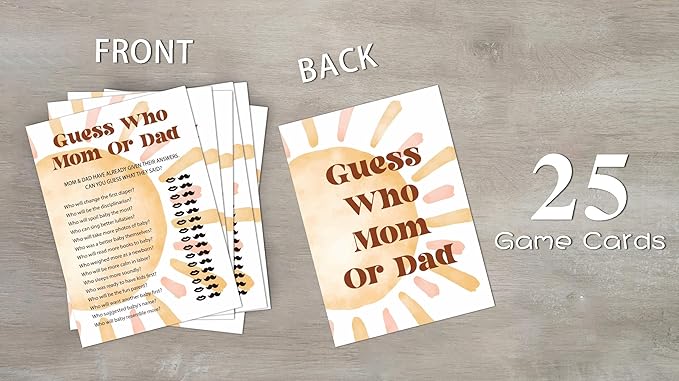Baby Shower Games for Boy, Boho Sun Find Who Mom or Dad Baby Shower Game, Sunshine Here Comes The Son Gender Reveal Games, Set of 25 Cards(Bohosun004)