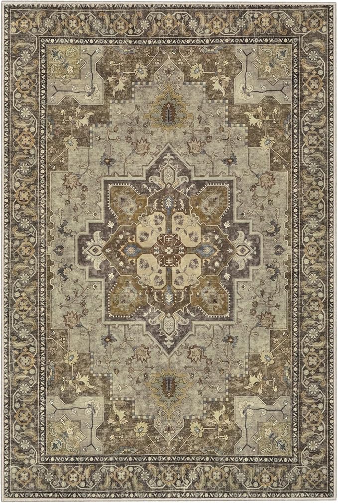 Ciicool Washable Vintage Area Rug, 2x3ft Small Boho Rug, Ultra Soft Rugs for Entryway, Non-Slip Entry Rugs Oriental Low-Pile Indoor Mat Floor Carpet for Entrance Bedroom Kitchen Bathroom Foyer Decor