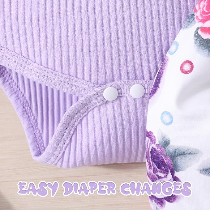 Baby Girl Clothes Newborn Infant Outfits Ruffle Romper+ Floral Pants + Cute Headband Sets for Girls